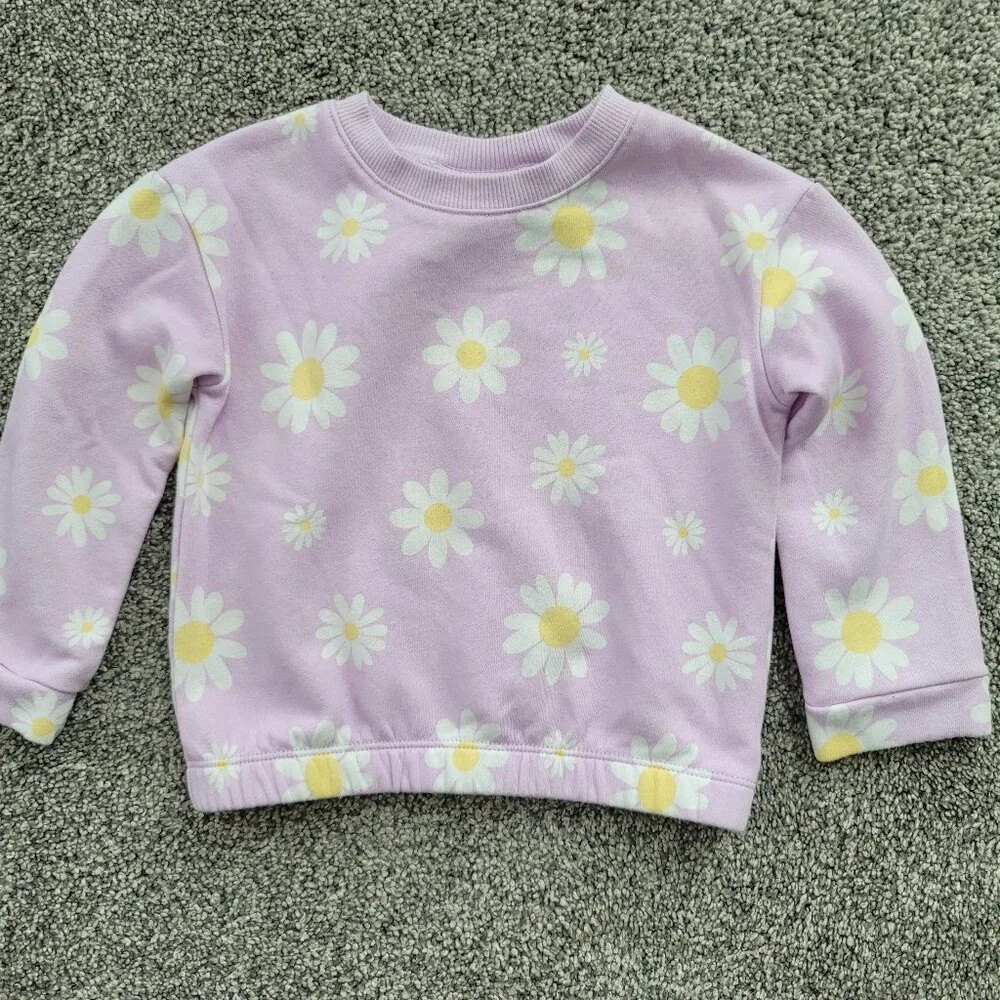 Children's Place Purple Sweatshirt with Daisy's 2T, Pre- Owned , Gently worn
